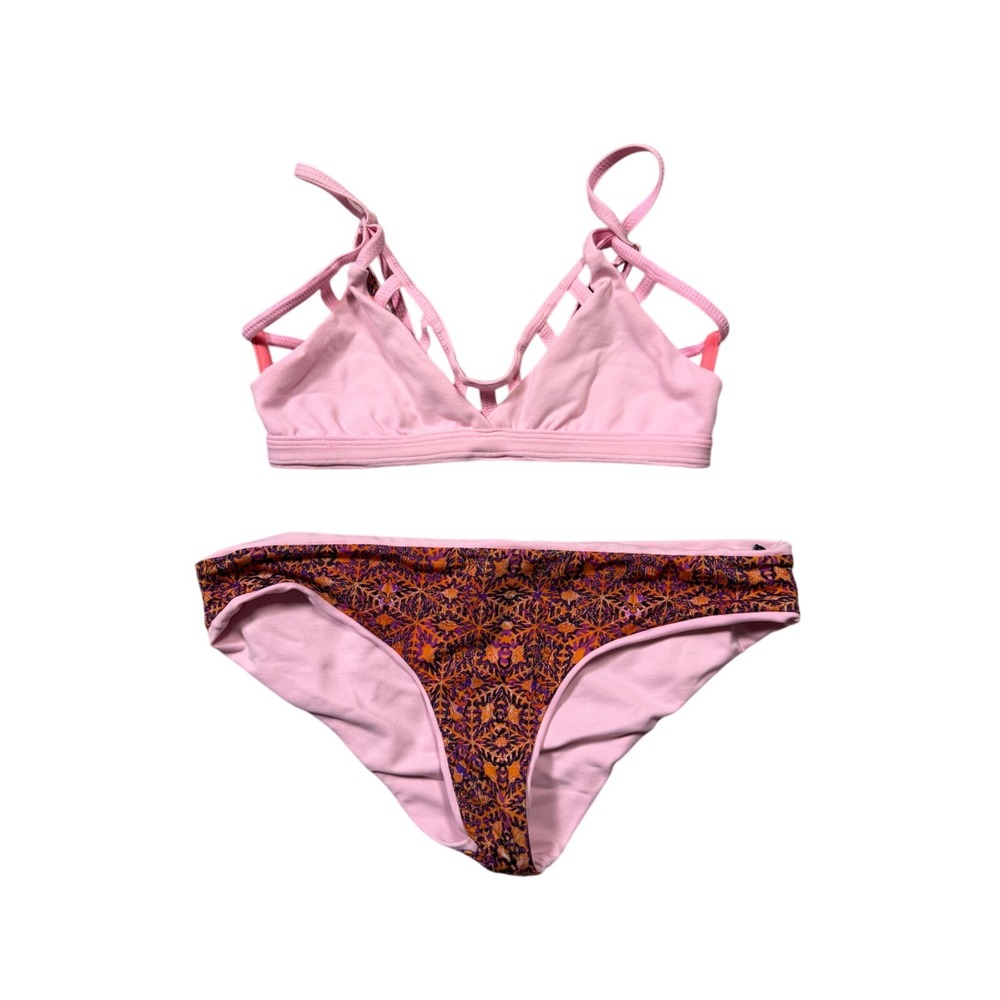 Maaji Women's Blush Sundown Reversible‎ Bikini Set Pink Geometric Print Strappy